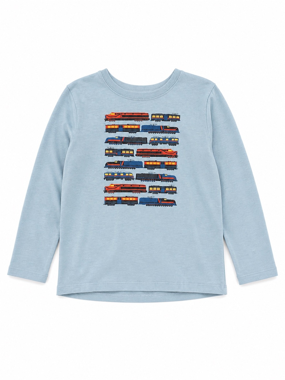 Hanna Andersson 10y train tee long 0536 sleeve 100% cotton blue boy graphic